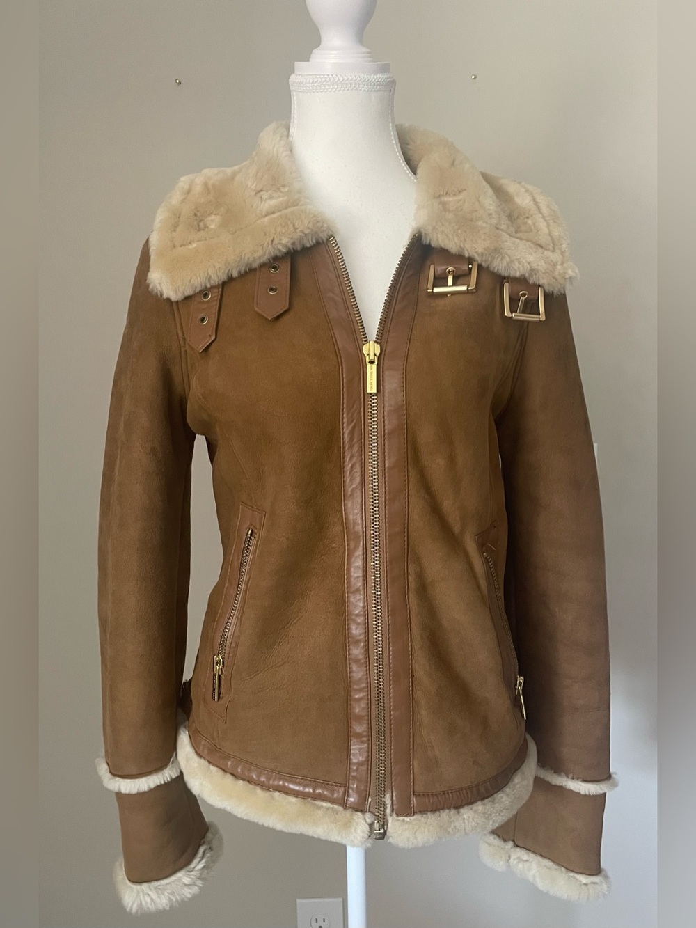 MICHAEL Michael Kors Aviator Jacket | Real Suede and Genuine Fur (size medium)